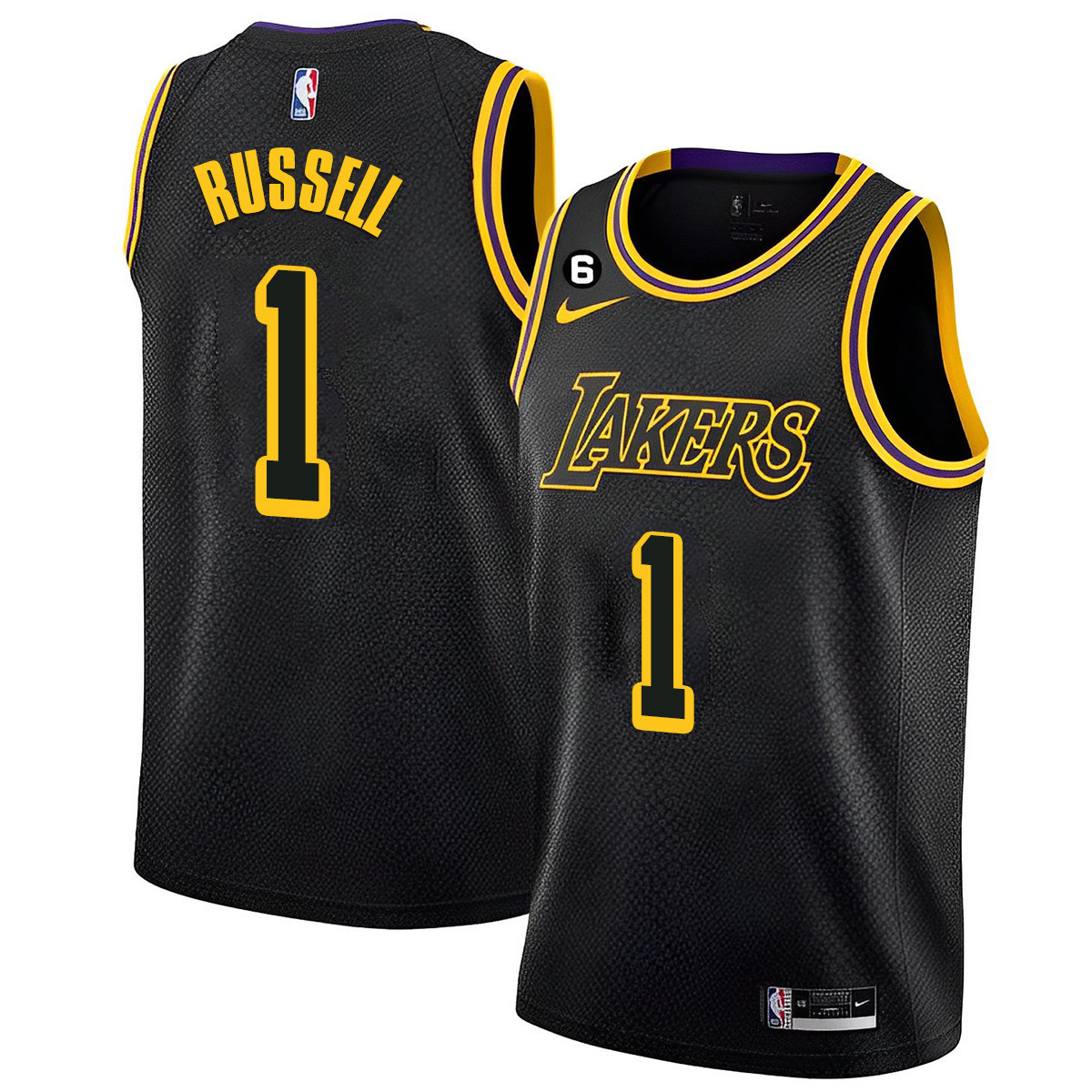 D'Angelo Russell Men's Los Angeles Lakers Collection Black Mamba Jersey - All Stitched
