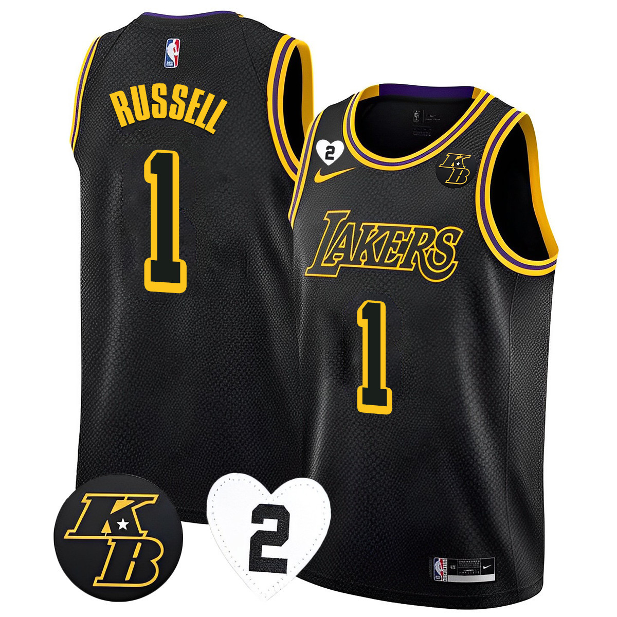 D'Angelo Russell Men's Los Angeles Lakers Collection Kobe & GiGi Jersey - All Stitched