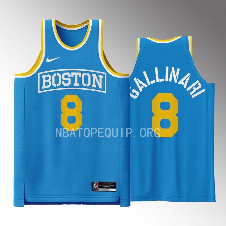 Danilo Gallinari Boston Celtics Blue #8 Jersey Boston Strong Special