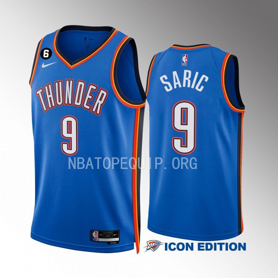 Dario Saric Oklahoma City Thunder Blue #9 Icon Edition Jersey Swingman
