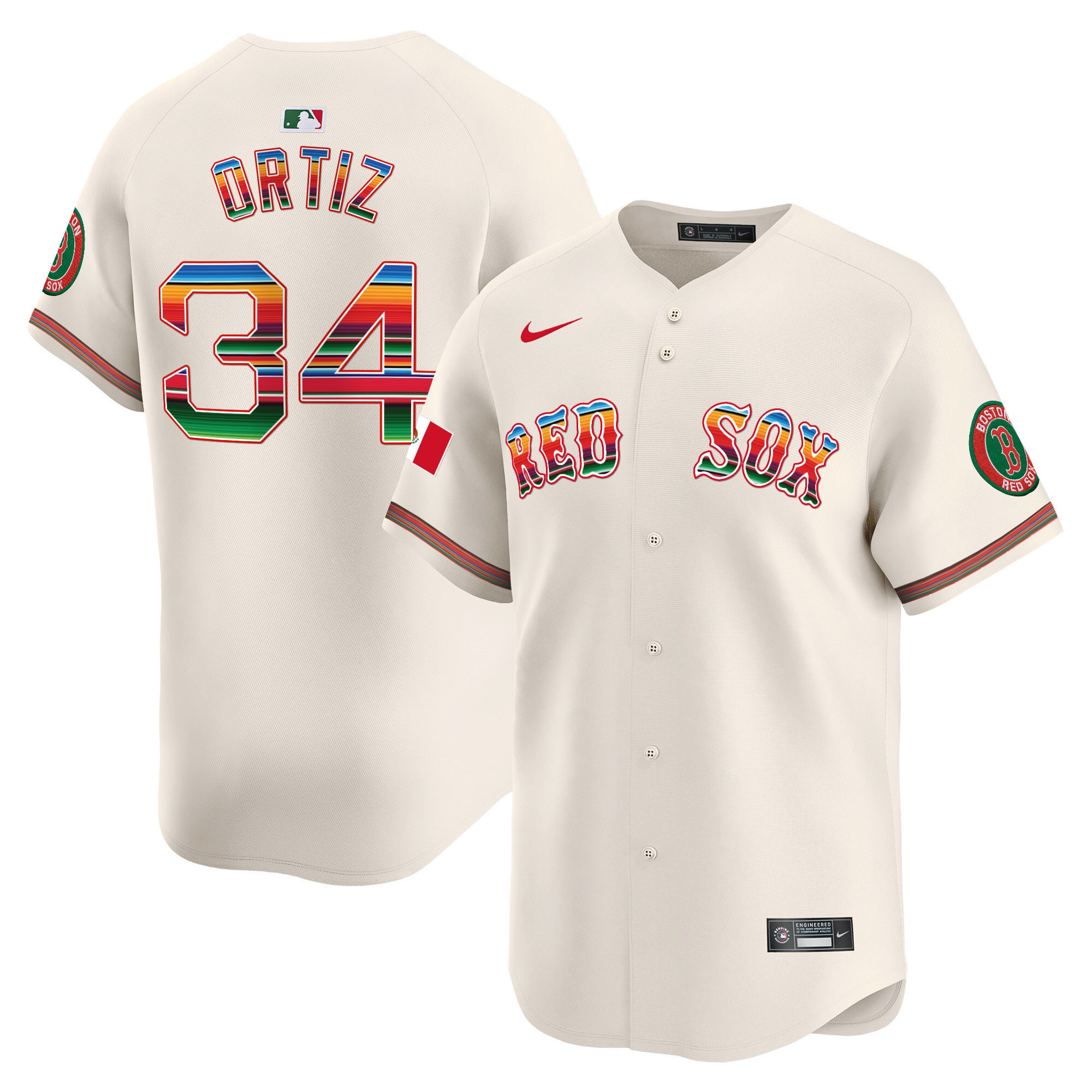 David Ortiz Men's Boston Red Sox Mexico Vapor Premier Limited Cream Jersey - All Stitched