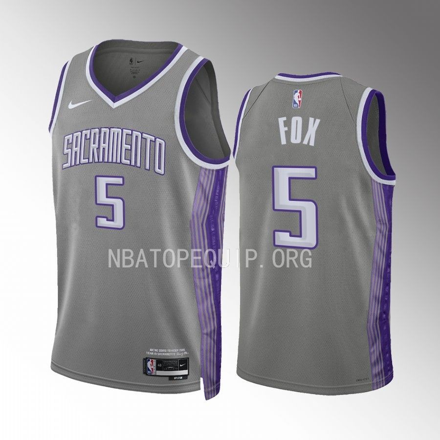 De'Aaron Fox Sacramento Kings Grey #5 City Edition Jersey Swingman