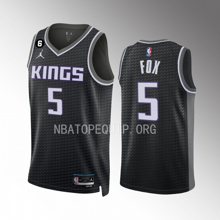 De'Aaron Fox Sacramento Kings #5 Black Jersey Statement Edition Swingman