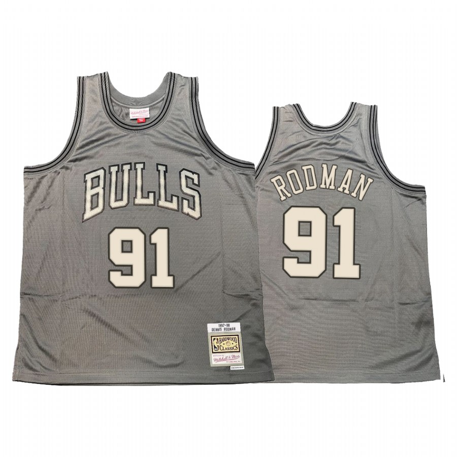 Dennis Rodman #91 Chicago Bulls Hardwood Classics Jersey Gray