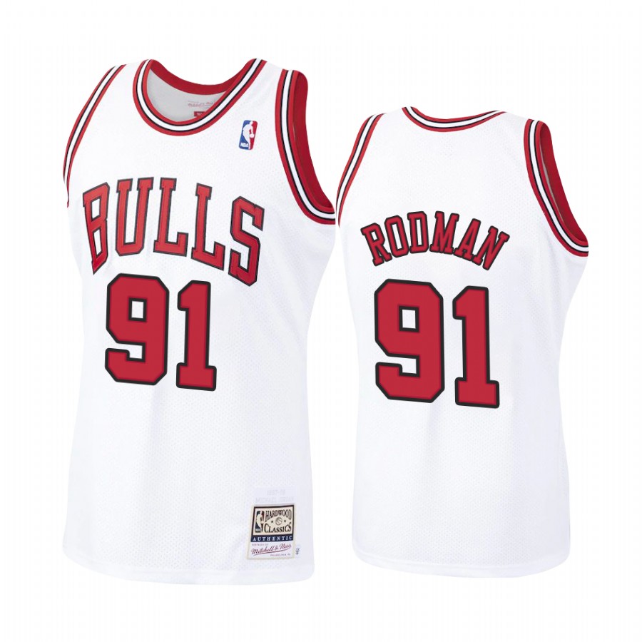 Dennis Rodman #91 Chicago Bulls White Hardwood Classics Jersey