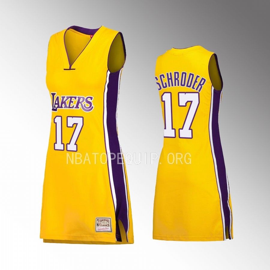 Dennis Schroder Los Angeles Lakers #17 1999 Hardwood Classics Jersey Gold Name Number Dress Women