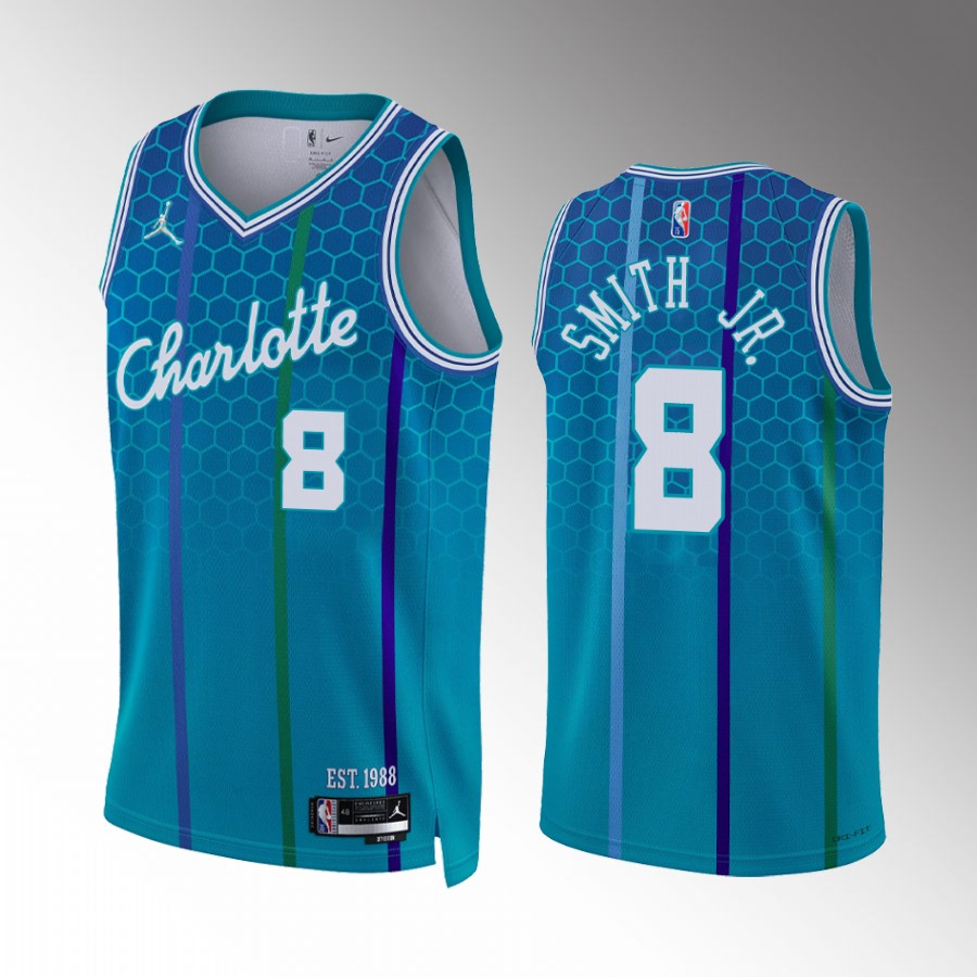 Dennis Smith Jr. Charlotte Hornets #8 Blue Jersey City Edition 75th Diamond Badge