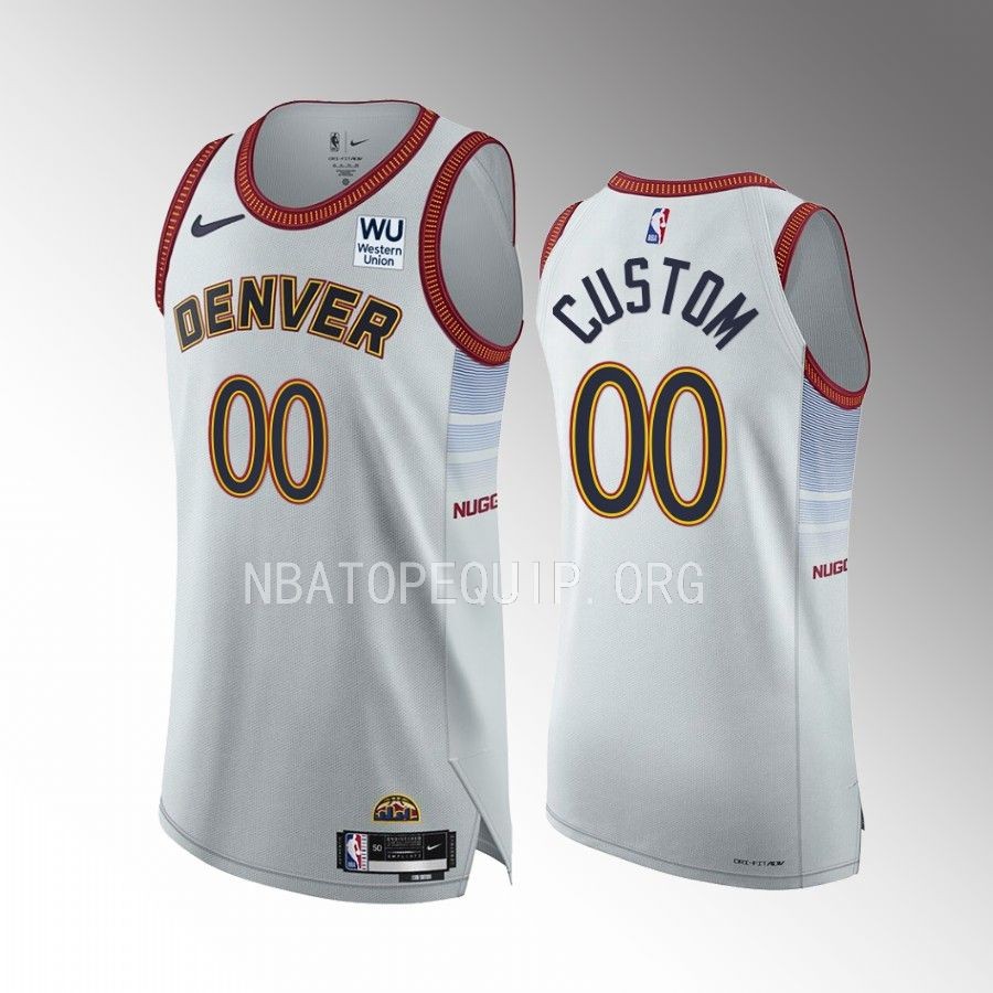 Denver Nuggets #00 Custom White Jersey City Edition