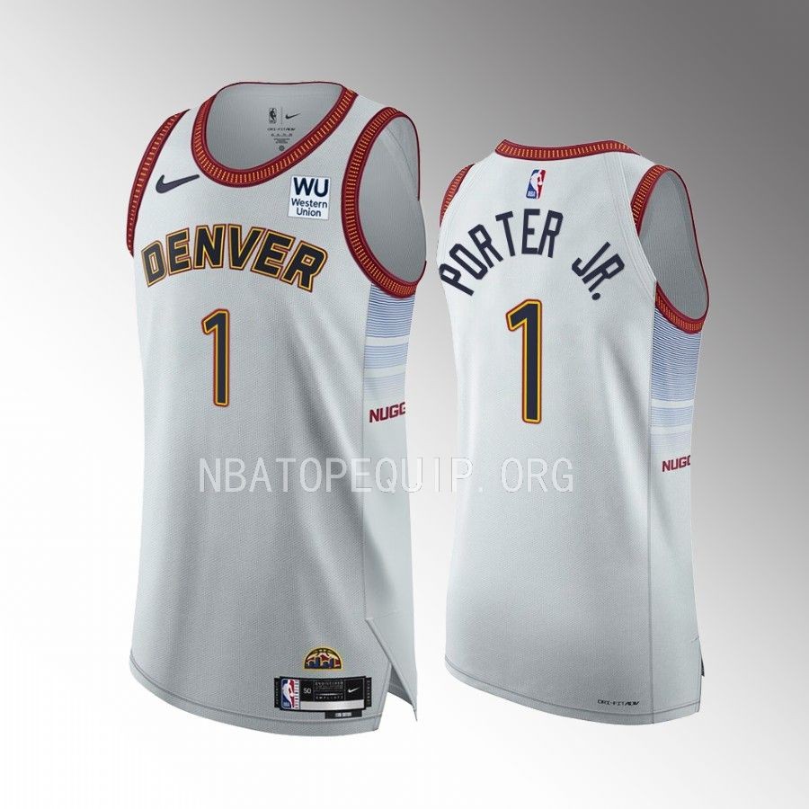 Denver Nuggets #1 Michael Porter Jr. White Jersey City Edition