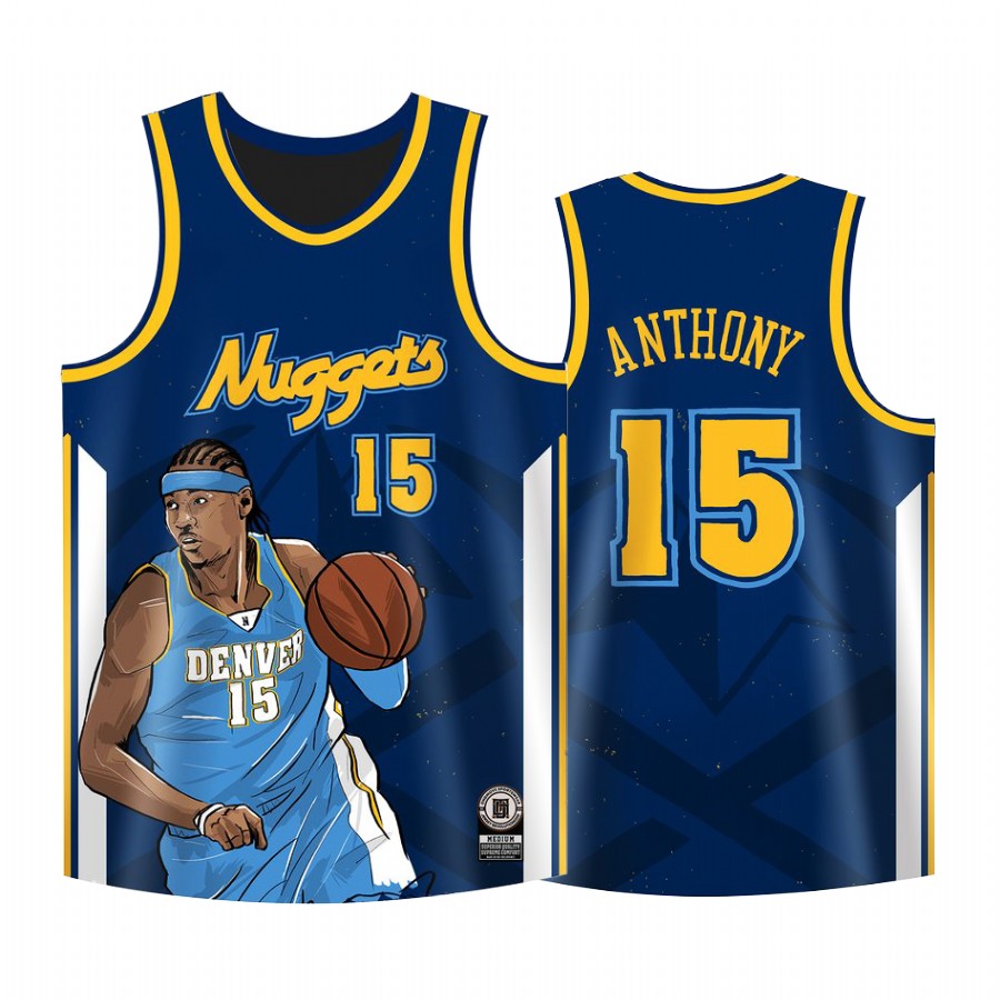 Denver Nuggets #15 Carmelo Anthony Jersey Cool Man Navy