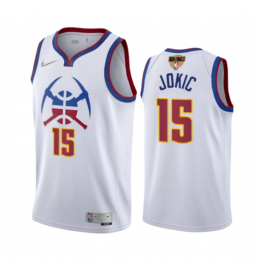 Denver Nuggets #15 Nikola Jokic Playoffs White Jersey