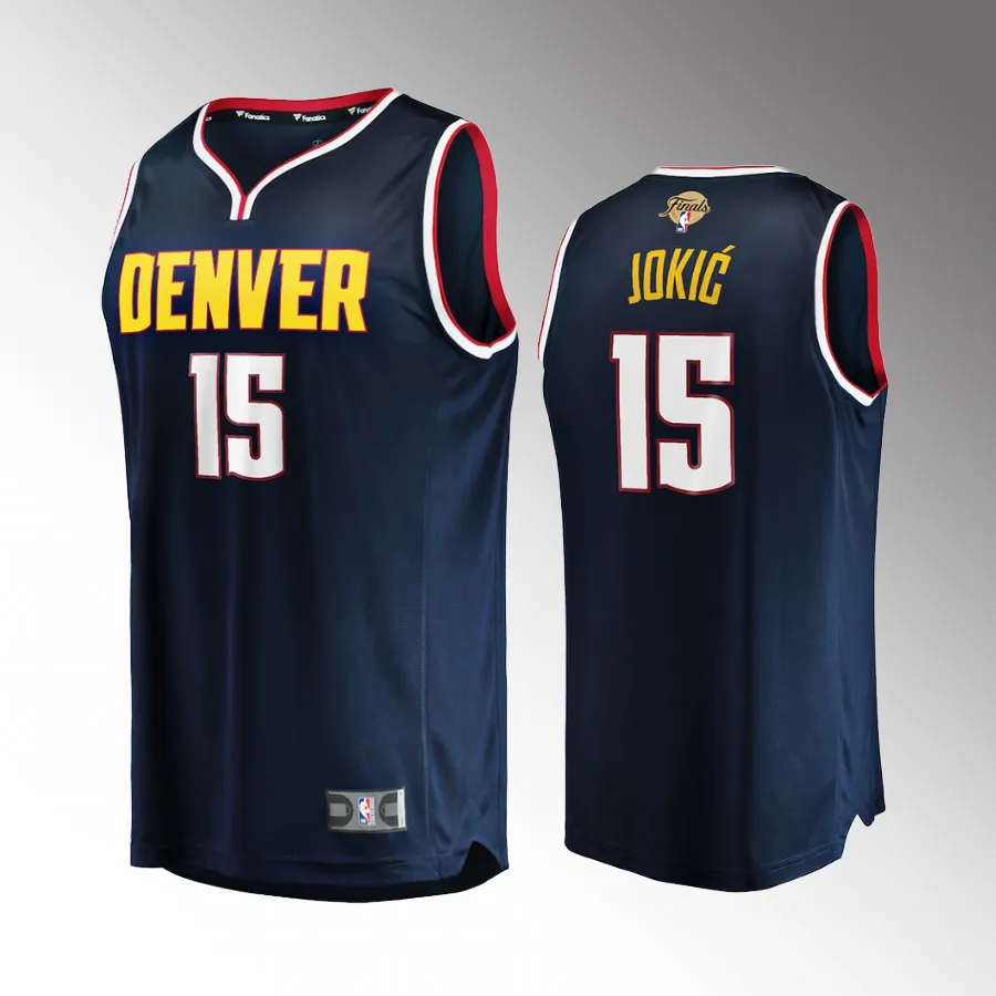 Denver Nuggets #15 Nikola Jokic Fast Break Player Jersey Finals Navy Icon Edition
