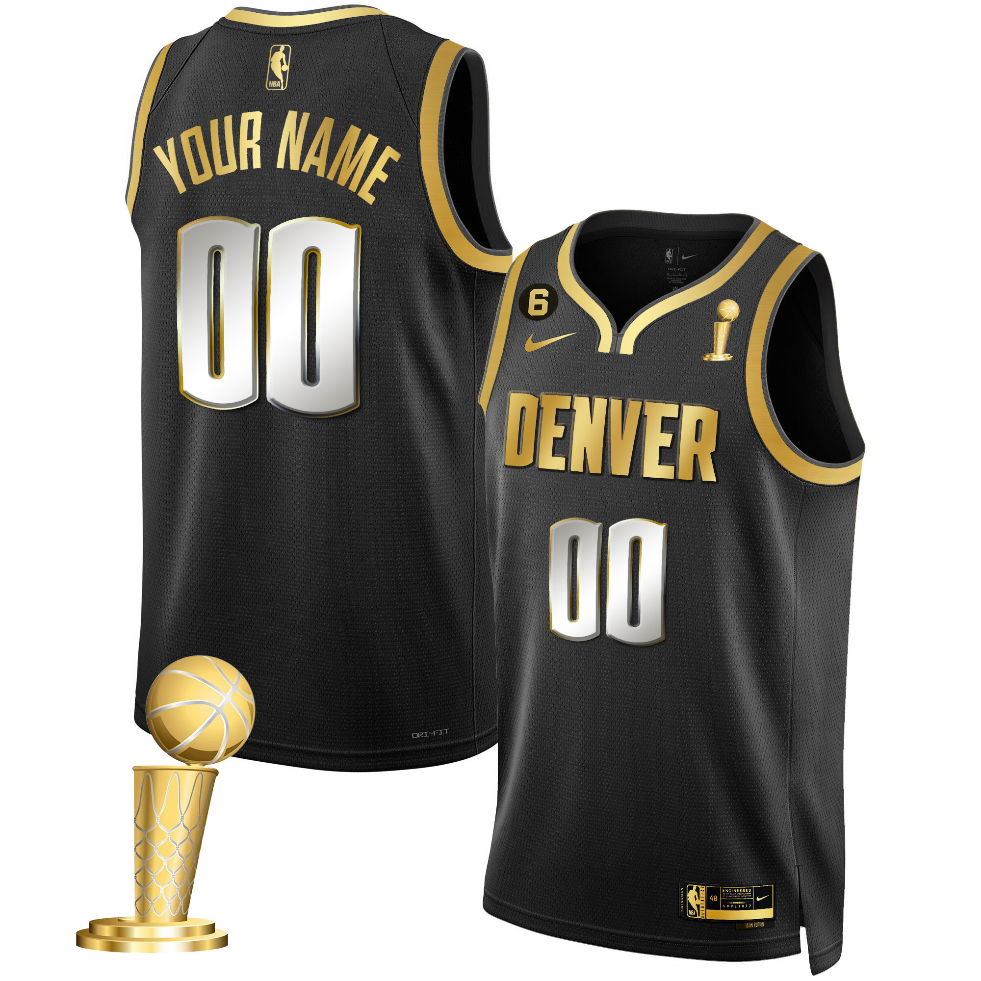 Denver Nuggets Champions Custom Collection Black Limited Jersey - All Stitched