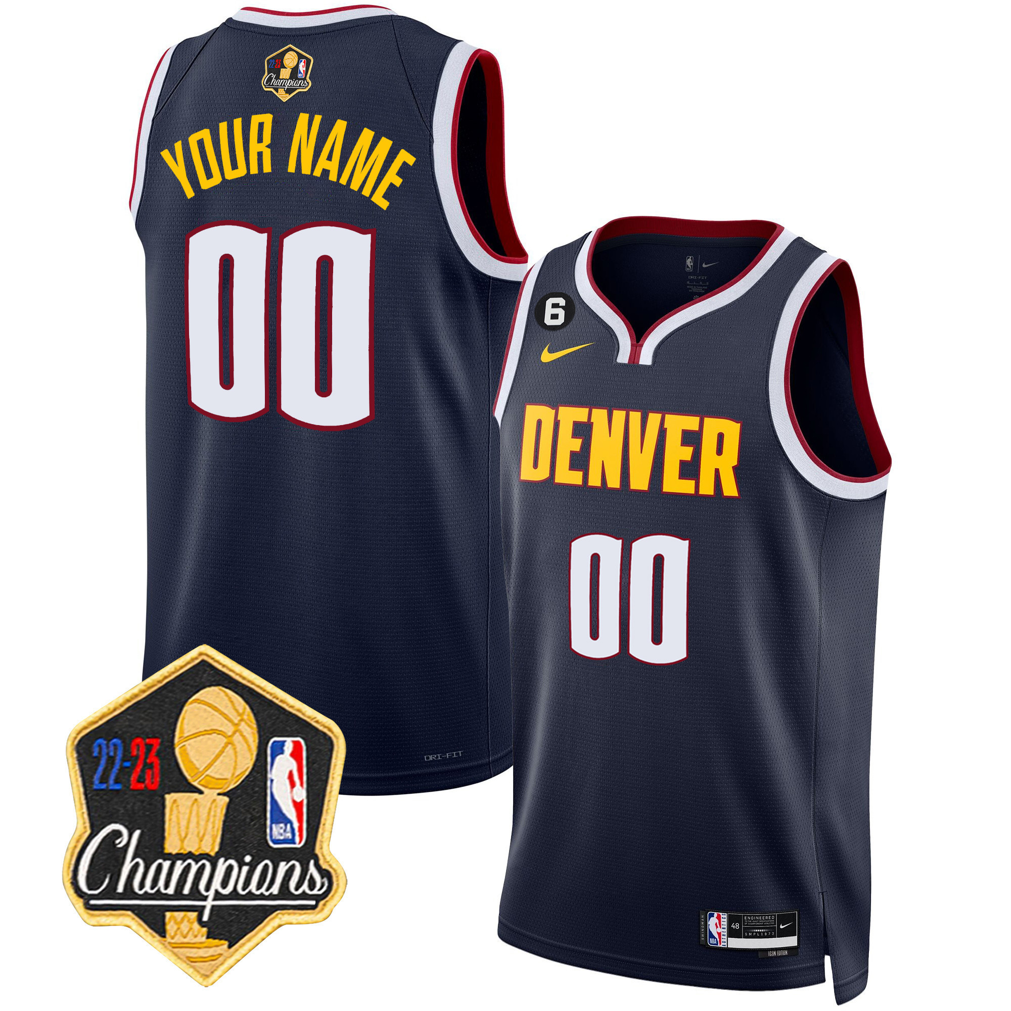 Denver Nuggets Champions Limited Patch Custom Icon Jersey - All Stitched