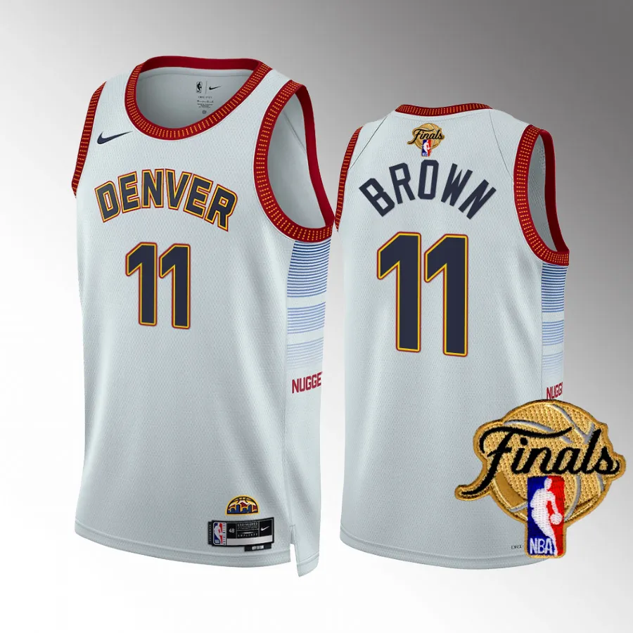 Denver Nuggets Finals Bruce Brown White #11 Jersey City Edition