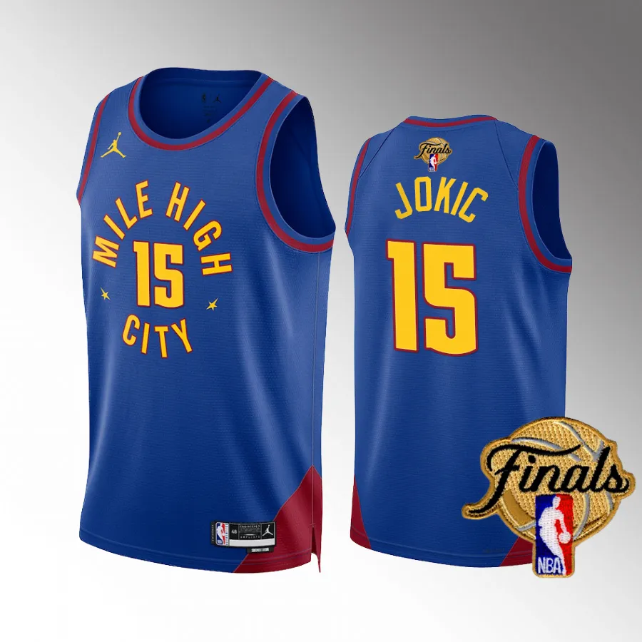 Denver Nuggets Finals Nikola Jokic Blue #15 Jersey Statement Edition