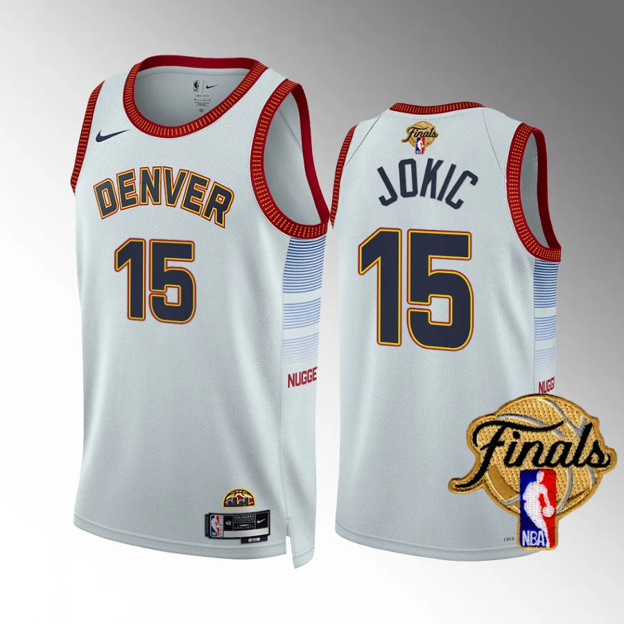 Denver Nuggets Finals Nikola Jokic White #15 Jersey City Edition