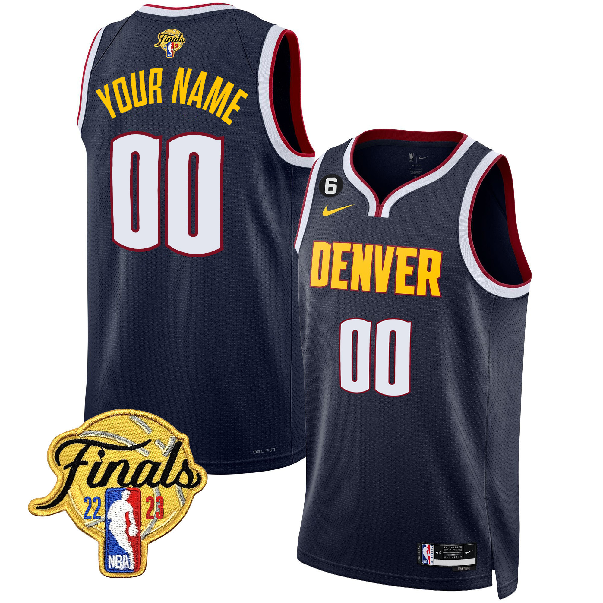 Denver Nuggets Finals Patch Collection Custom Icon Jersey - All Stitched