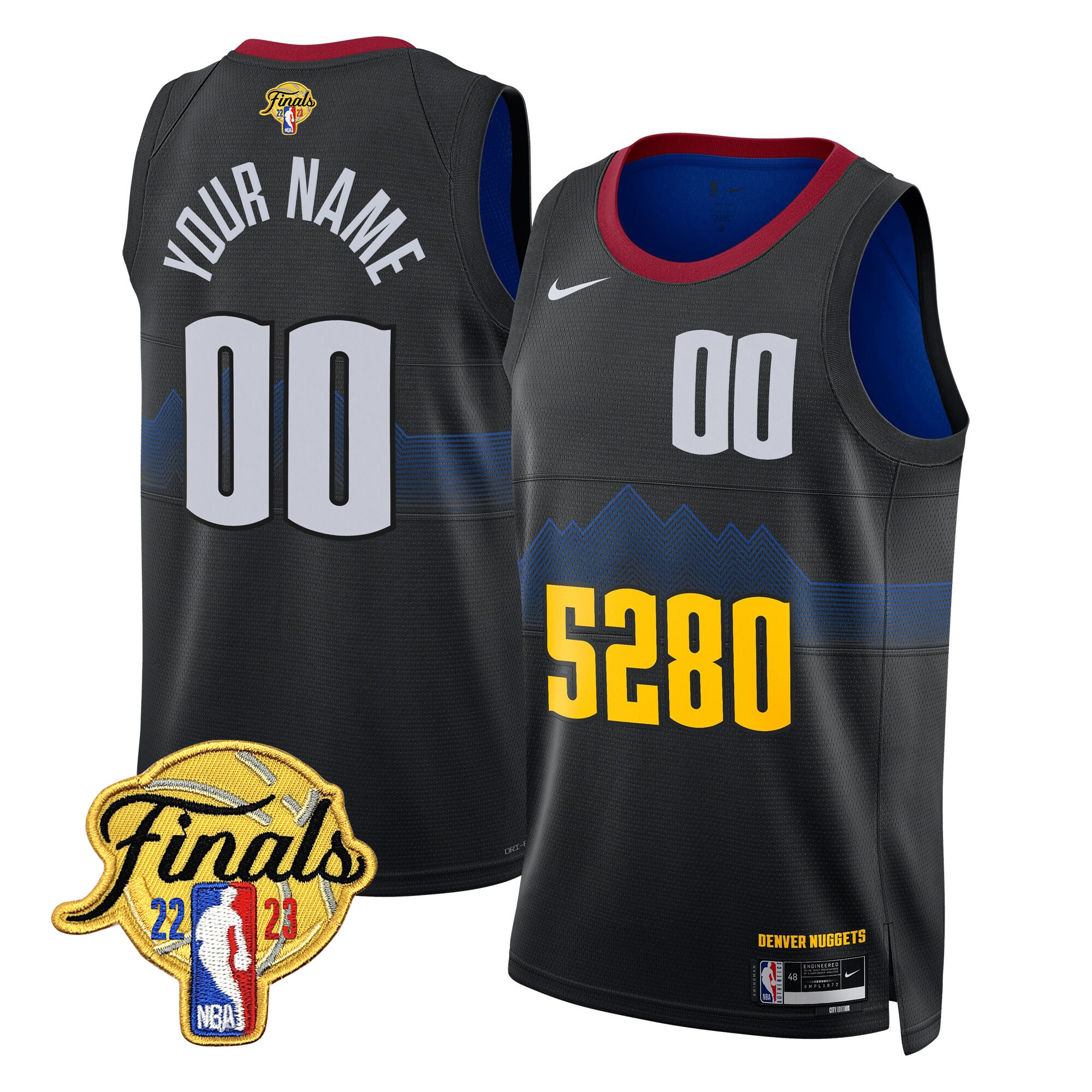Denver Nuggets Finals Patch Collection Custom V2 5280 City Jersey - All Stitched