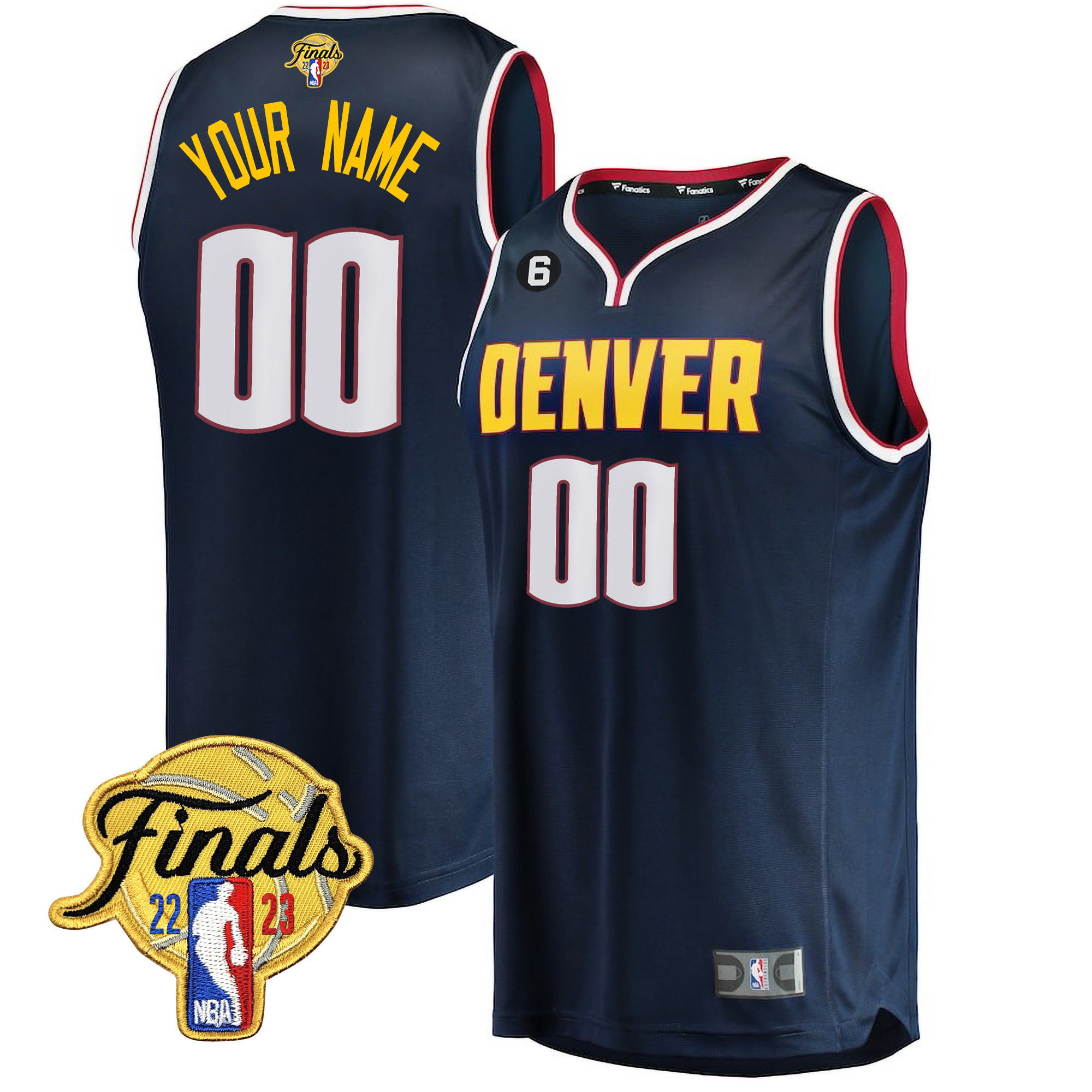 Denver Nuggets Finals Patch Collection Custom V2 Icon Navy Jersey - All Stitched