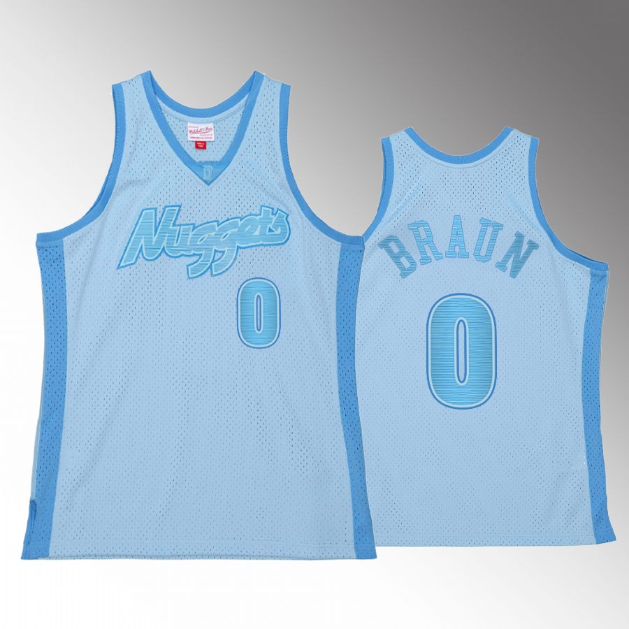 Denver Nuggets Christian Braun Blue Space Knit Men Jersey Hardwood Classics