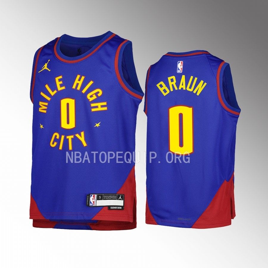 Denver Nuggets Christian Braun Statement Edition Blue Youth Jersey Swingman #0