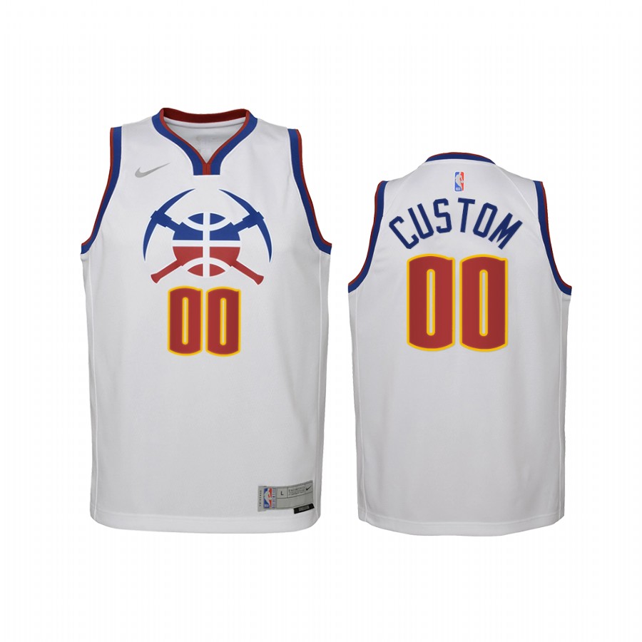 Denver Nuggets Custom Earned Edition White Youth Jersey Swingman #00