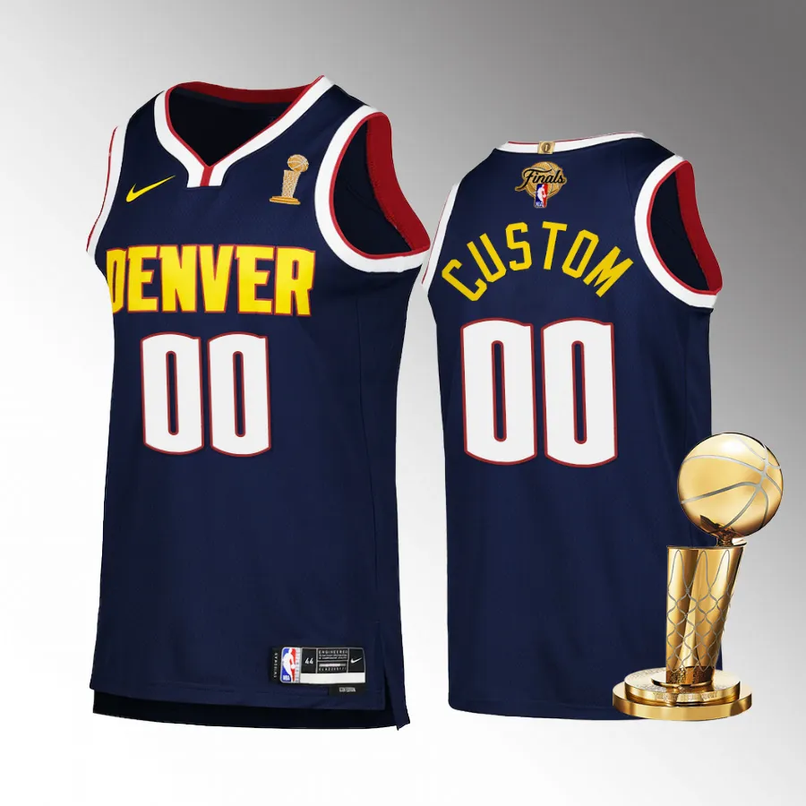 Denver Nuggets Custom Finals Champions Jersey Navy #00 Icon Edition
