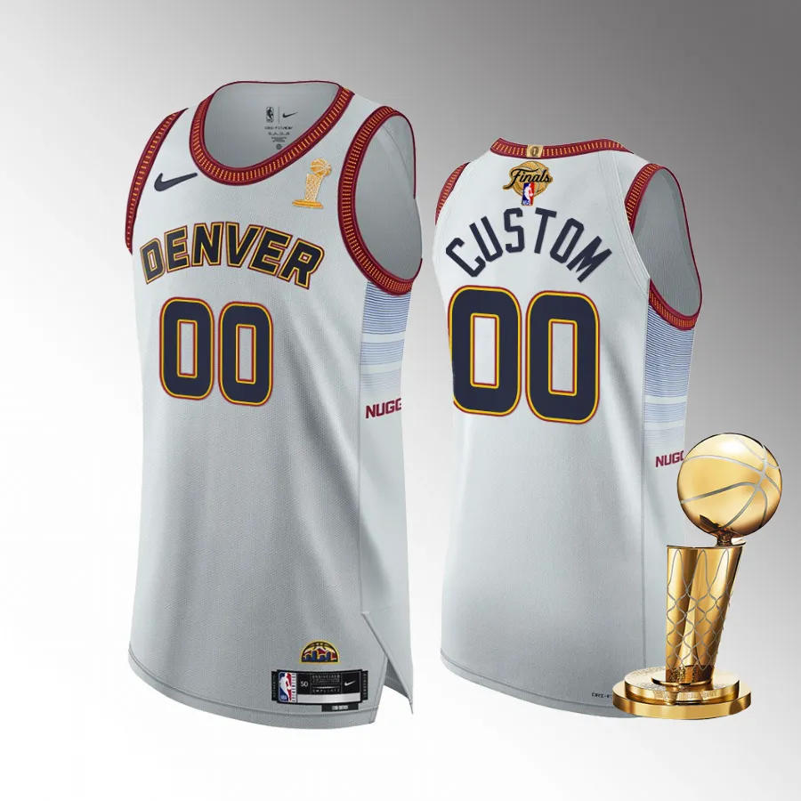 Denver Nuggets Custom Finals Champions White Jersey