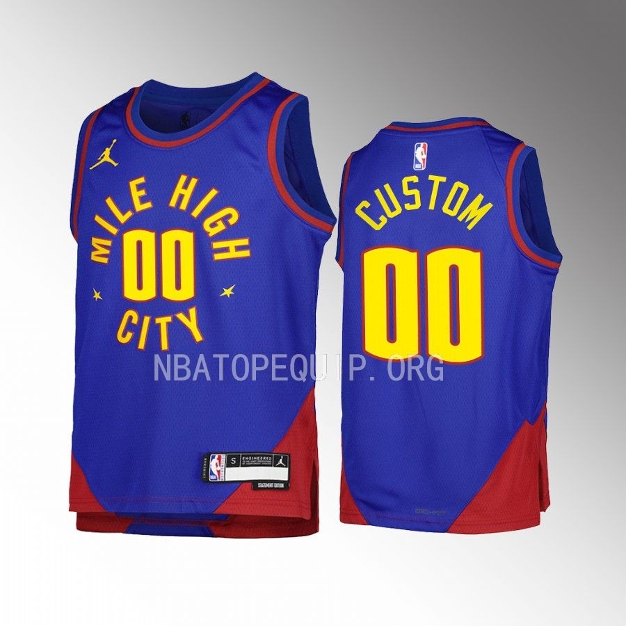 Denver Nuggets Custom Statement Edition Blue Youth Jersey Swingman #00