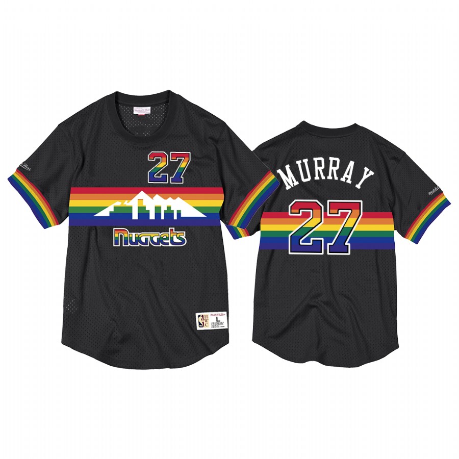 Denver Nuggets Jamal Murray Black Rainbow Skyline Mesh Crewneck Jersey #27