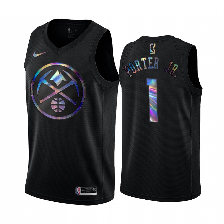 Denver Nuggets Michael Porter Jr. #1 Jersey Iridescent HWC Collection Black Limited