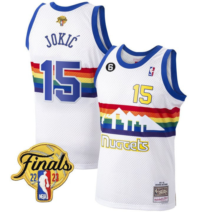 Denver Nuggets Nikola Jokic Finals Patch Collection White Jersey - All Stitched