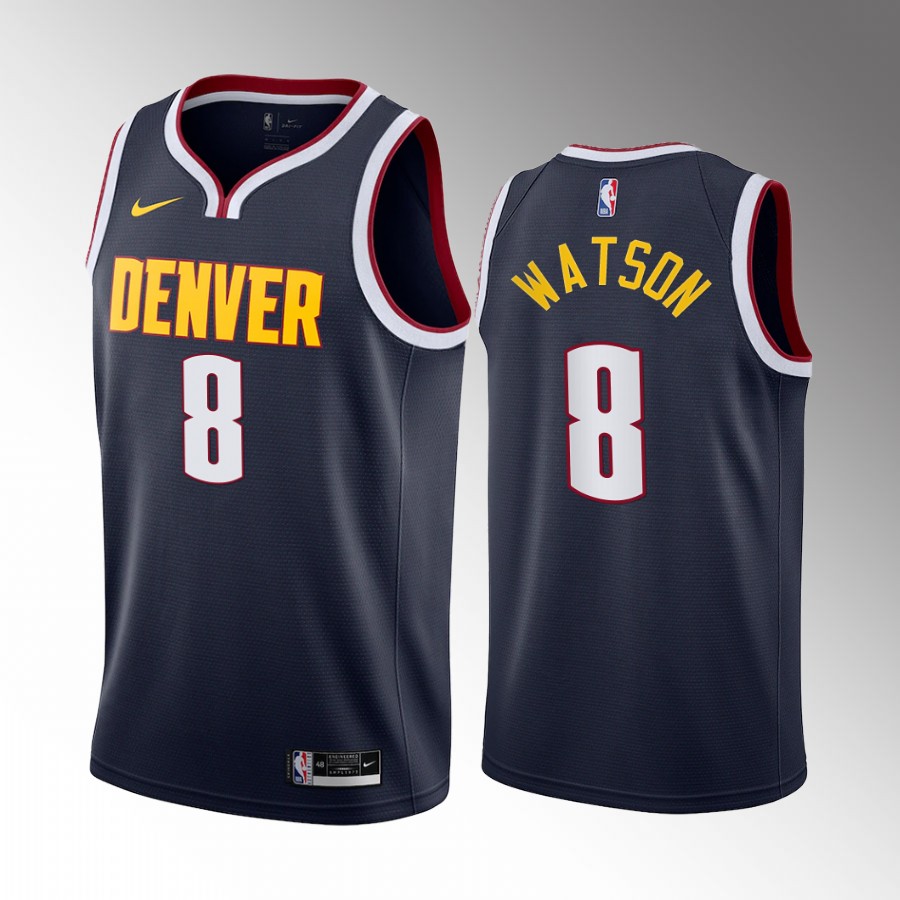 Denver Nuggets Peyton Watson Draft #8 Navy Jersey Icon Edition UCLA