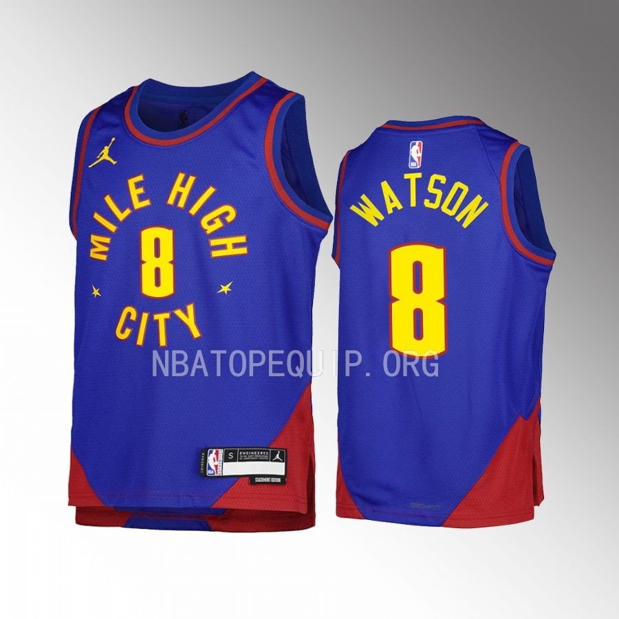 Denver Nuggets Peyton Watson Statement Edition Blue Youth Jersey Swingman #8