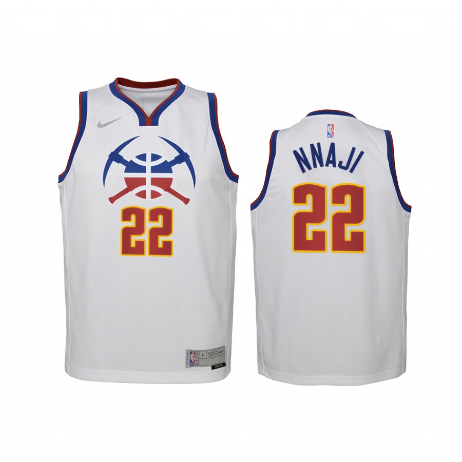 Denver Nuggets Zeke Nnaji Earned Edition White Youth Jersey Swingman #22