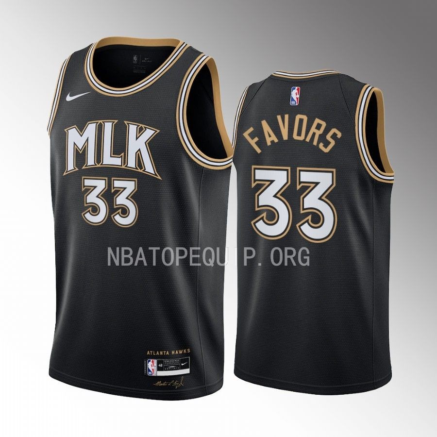 Derrick Favors Atlanta Hawks #33 Black Jersey MLK City Swingman