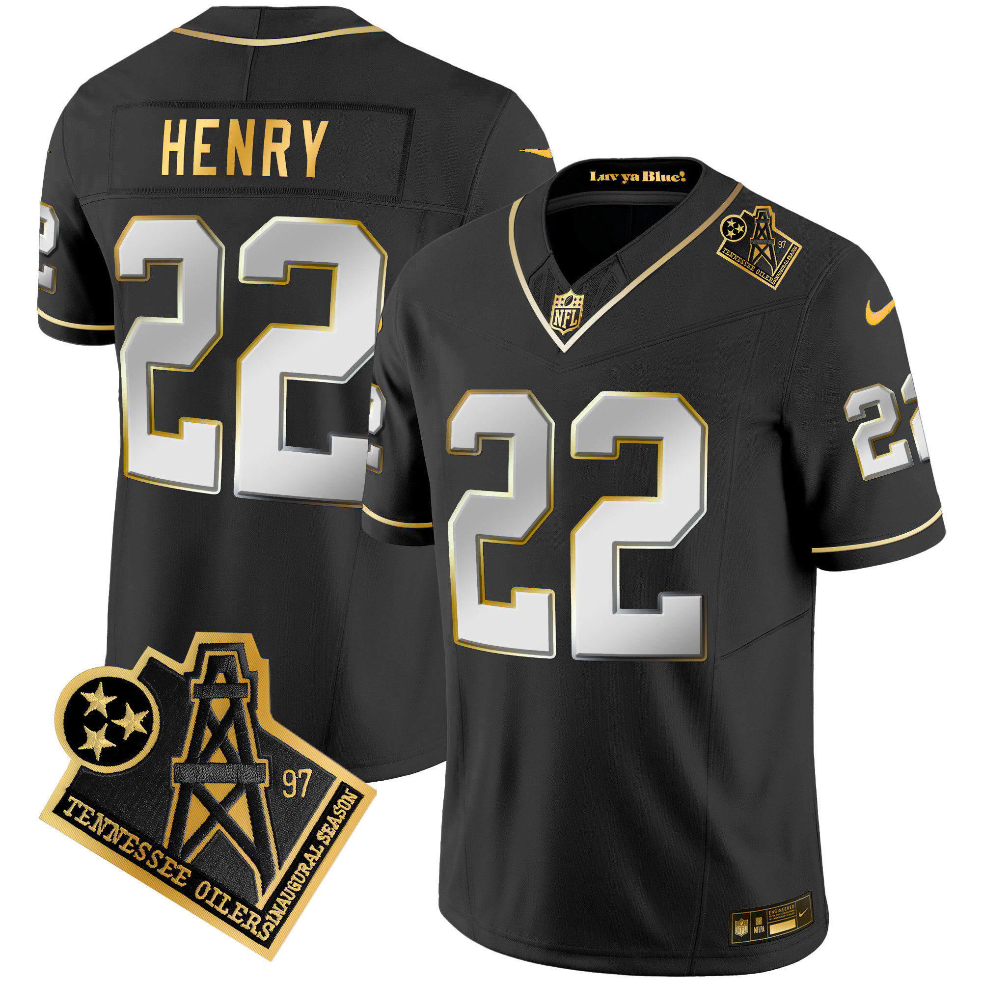 Derrick Henry Men's Tennessee Titans 1997 Throwback Gold Vapor Black Limited Jersey