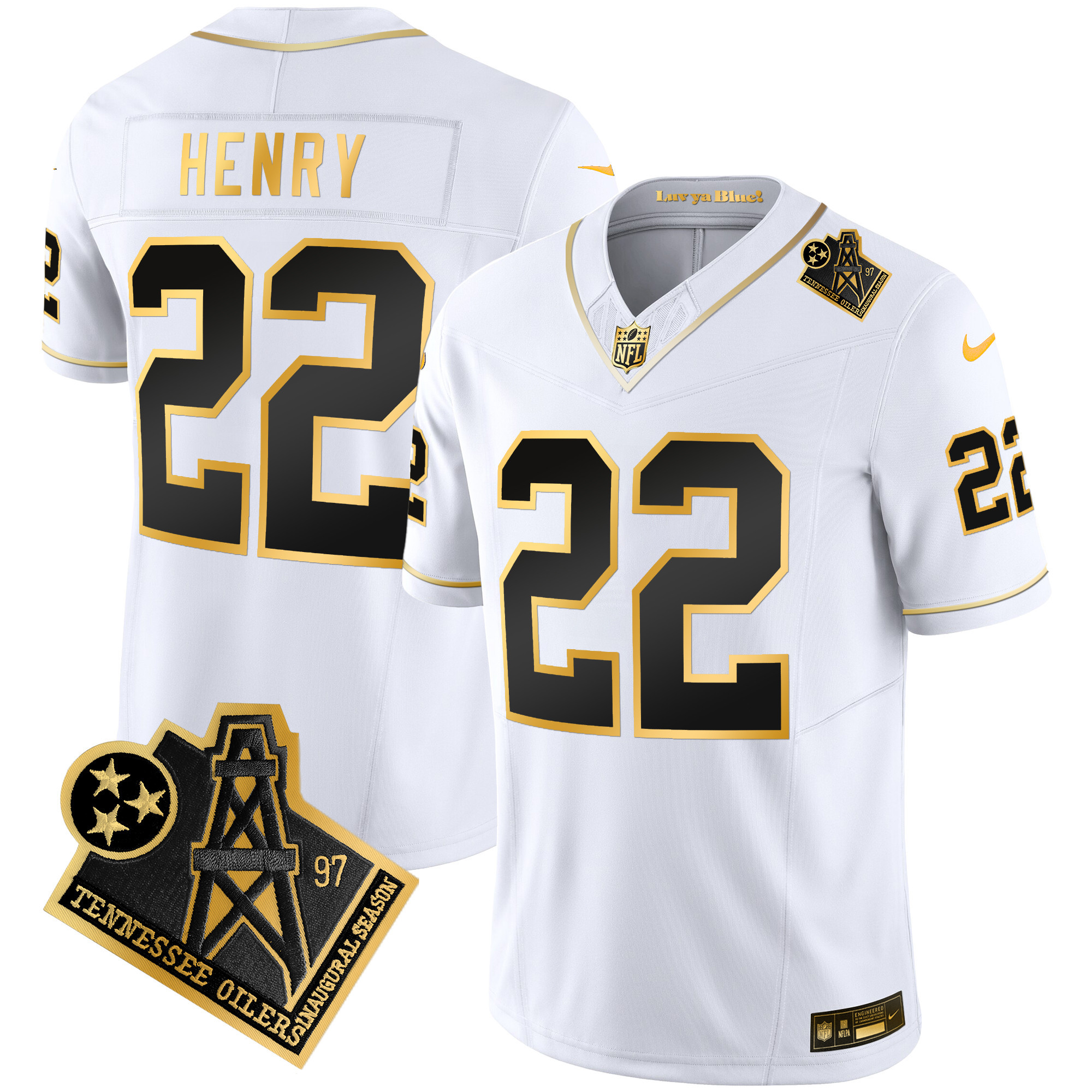 Derrick Henry Men's Tennessee Titans 1997 Throwback Gold Vapor White Gold Jersey
