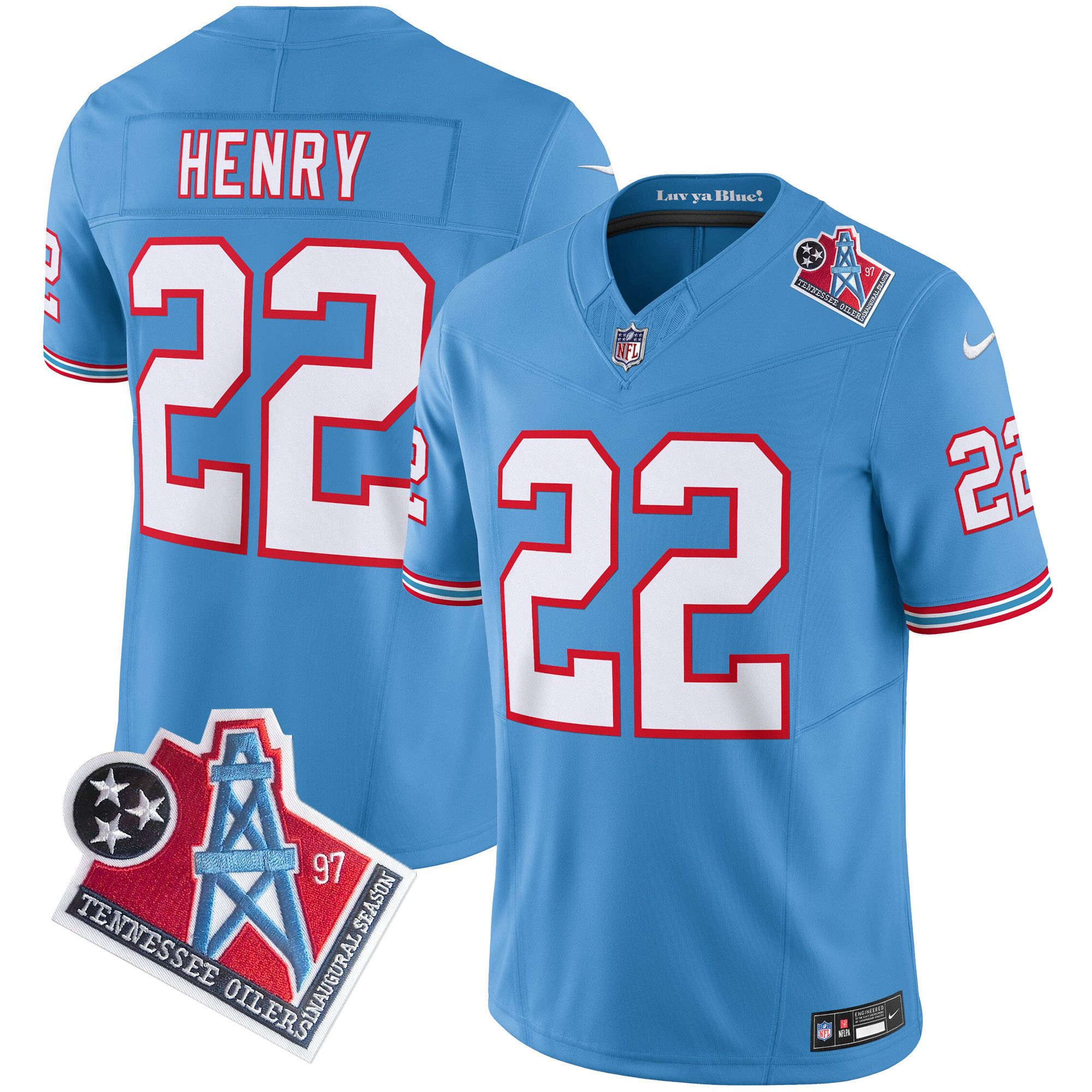 Derrick Henry Men's Tennessee Titans 1997 Throwback Limited Vapor Light Blue Jersey