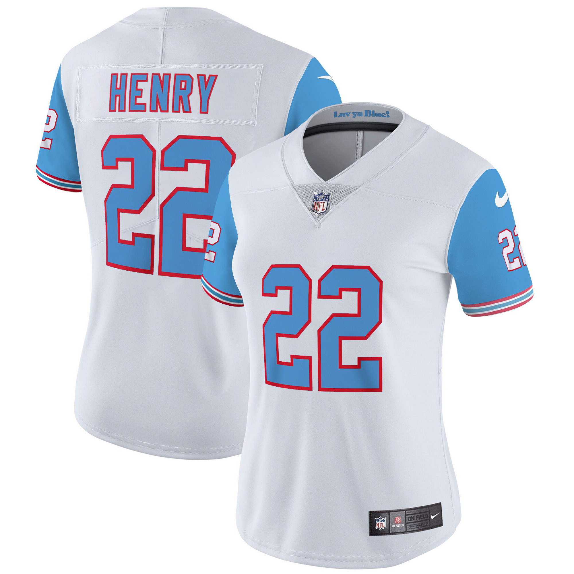 Derrick Henry Women's Tennessee Titans Throwback Limited Vapor Blue Sleeves Jersey