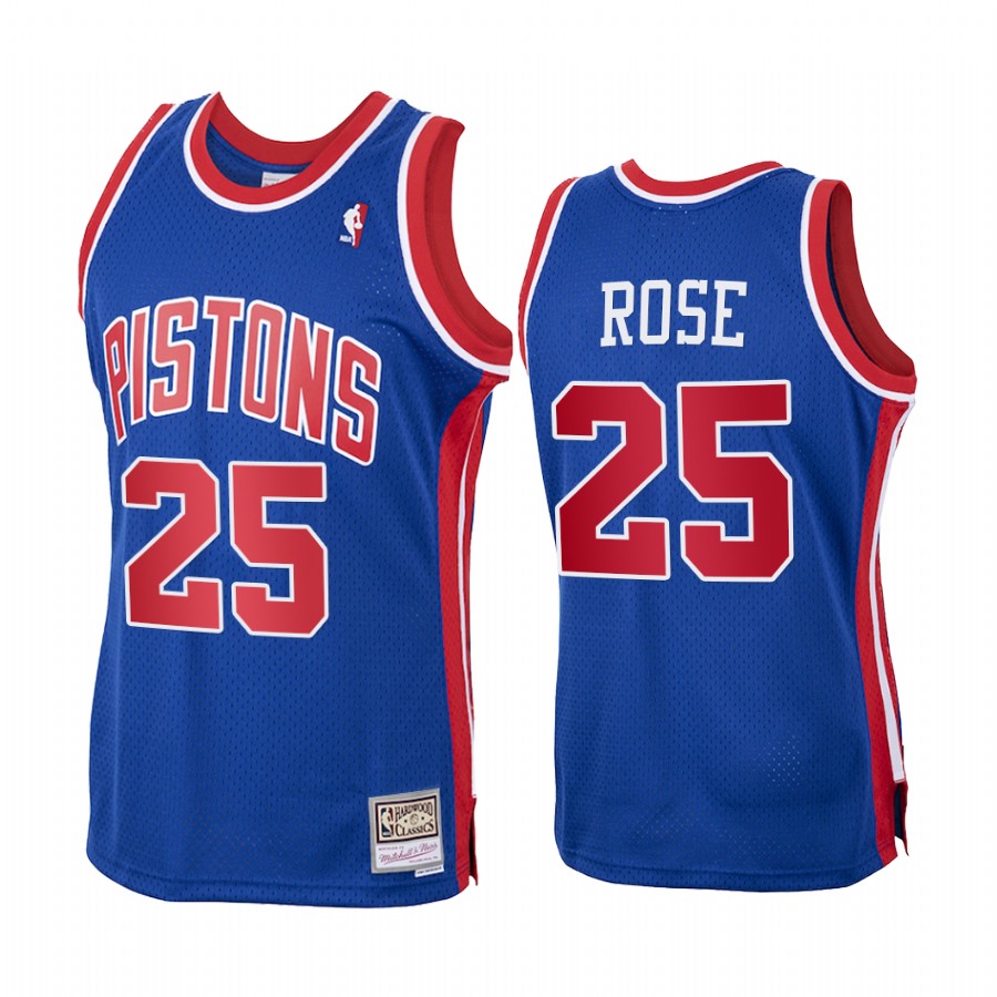 Derrick Rose #25 Detroit Pistons Royal Hardwood Classics Jersey