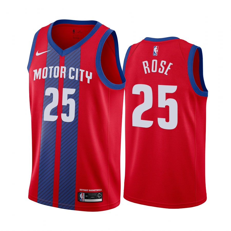 Derrick Rose Detroit Pistons City Edition Red Jersey