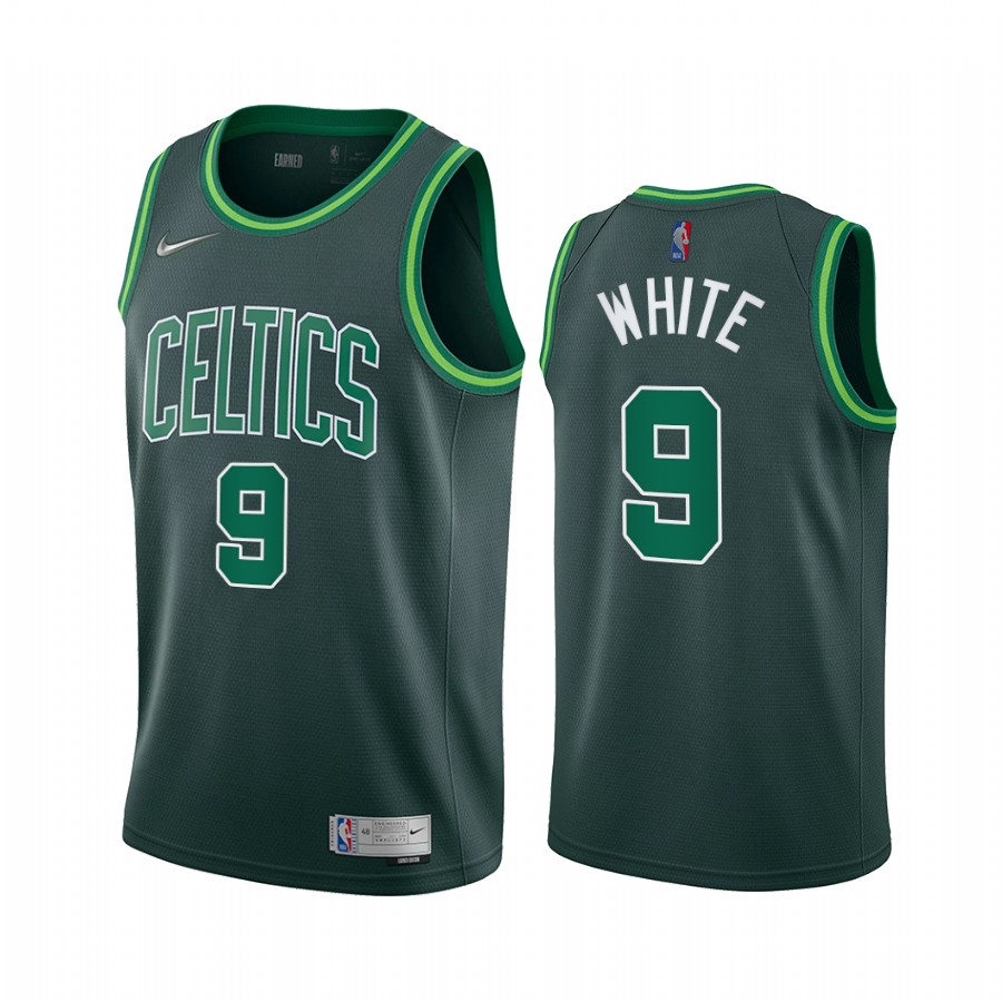 Derrick White Boston Celtics Green #9 Earned Edition Jersey Diamond Badge