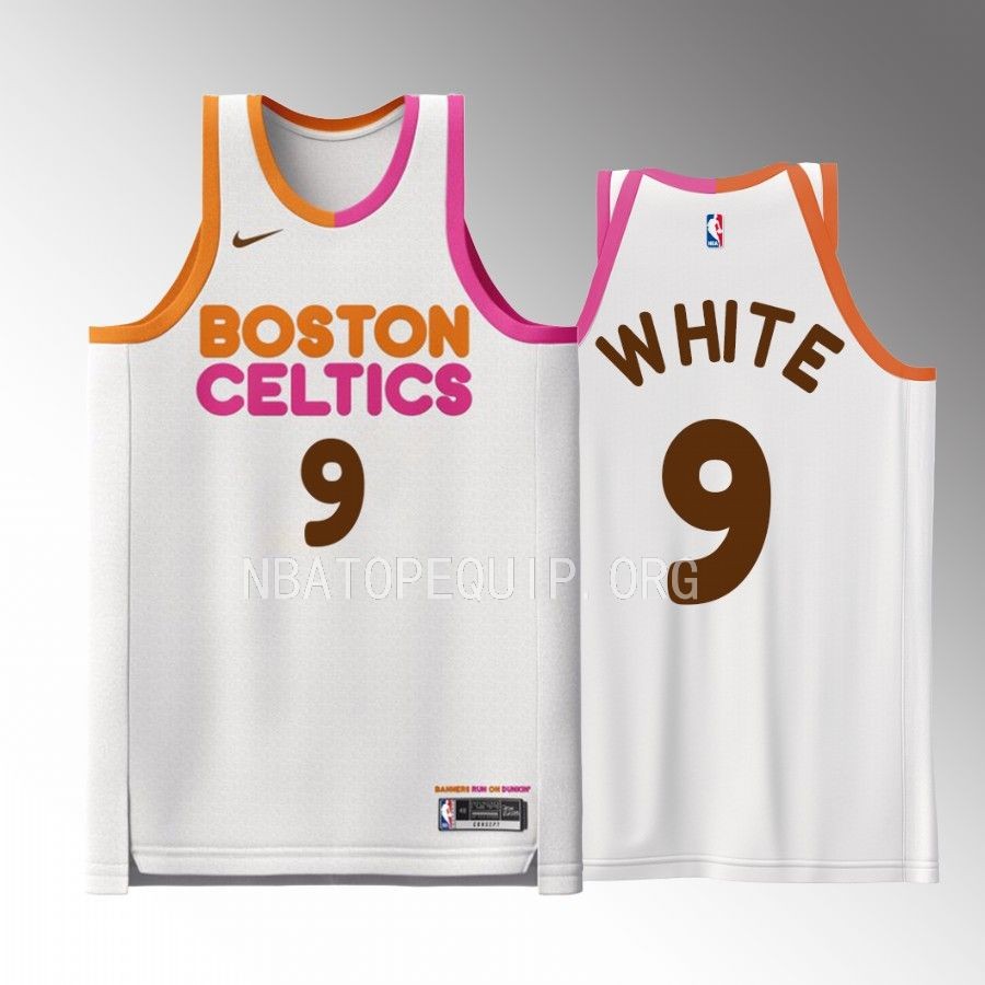 Derrick White Dunkin Donuts Boston Celtics #9 White Jersey Special