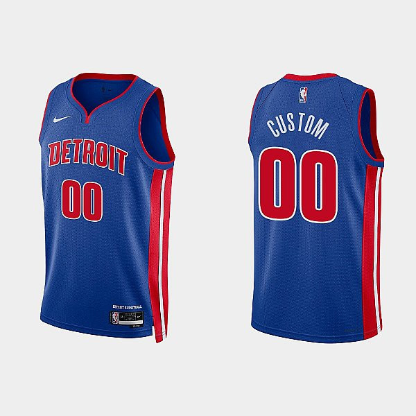 Detroit Pistons 00 Custom Icon Edition Royal Men Jersey
