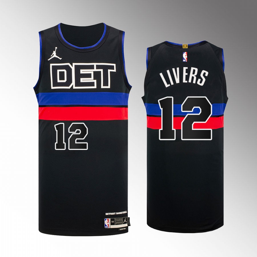 Detroit Pistons #12 Isaiah Livers Black Jersey Statement Edition