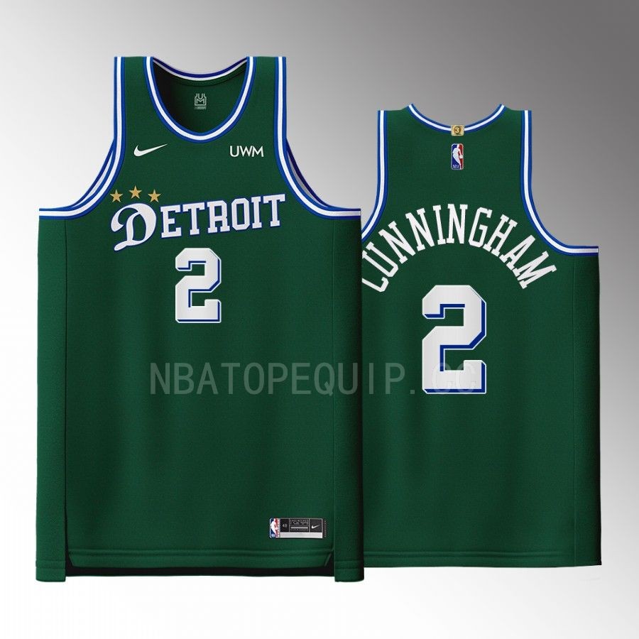 Detroit Pistons #2 Cade Cunningham Green Jersey City Edition