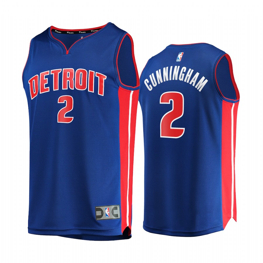 Detroit Pistons #2 Cade Cunningham Jersey Draft 1st Round Pick Blue