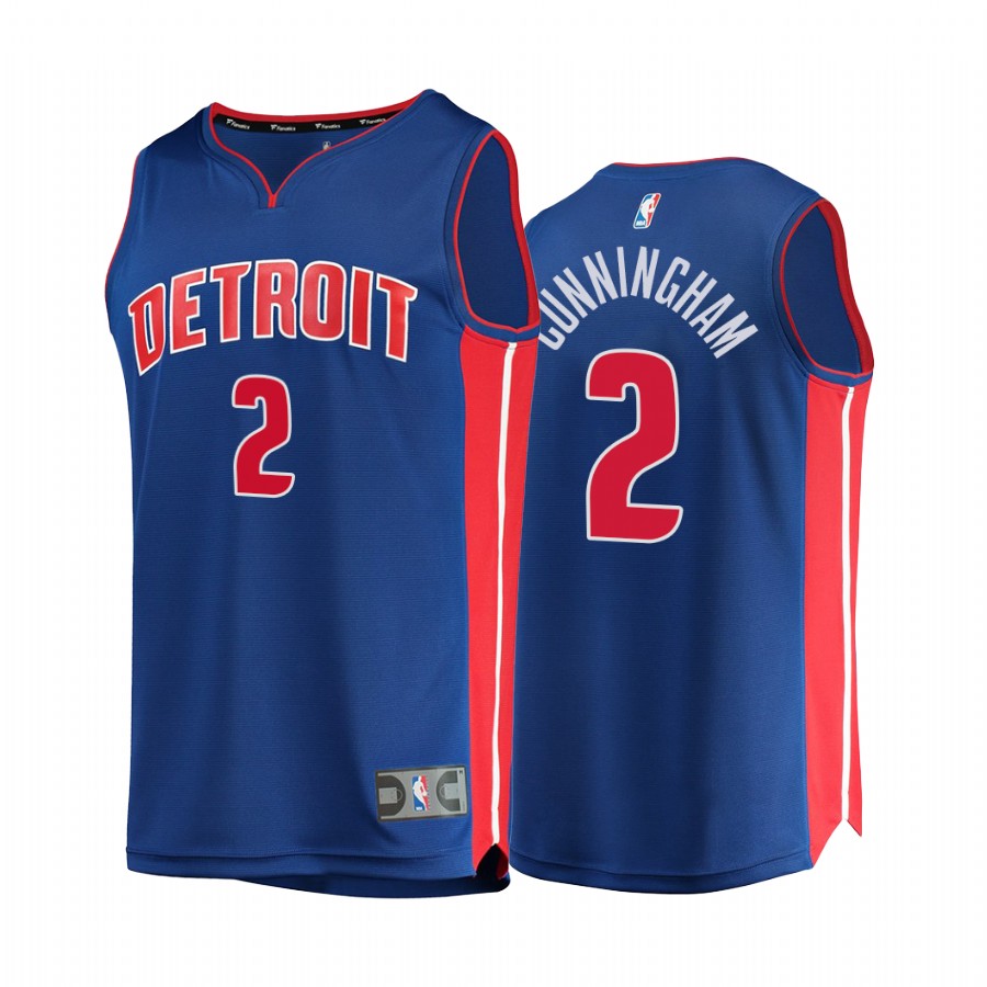 Detroit Pistons #2 Cade Cunningham Jersey Draft First Blue